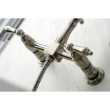 Kingston Brass KS1268ALBS Heritage Wall Mount Bridge Kitchen Faucet with Brass Sprayer, Brushed Nickel