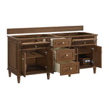 Lorelai 72" Double Vanity, Mid-Century Walnut, w/ 3 CM Siberian Silestone Top