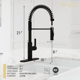 ANZZI KF-AZ303MB Ola Hands Free Touchless 1-Handle Pull-Down Sprayer Kitchen Faucet with Motion Sense and Fan Sprayer in Matte Black