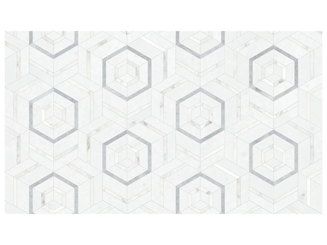 Anatolia Tile Utopio Hexo Dove Honed Natural Stone Waterjet Mosaic 5001-0392-0 Hexo Dove - premium natural stone mosaic tile from Anatolia Tile, available at PoshHaus showroom in Keene, NH