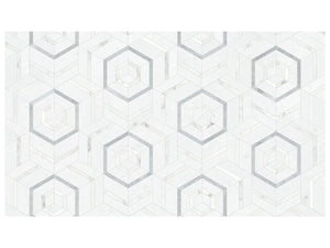 Utopio Hexo Dove Honed Natural Stone Waterjet Mosaic