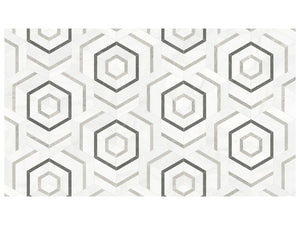 Utopio Hexo Mist Honed W/ Polished Accents Natural Stone Waterjet Mosaic