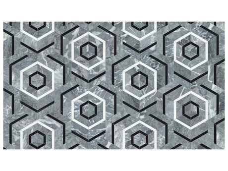 Anatolia Tile Utopio Hexo Monochromo Honed W/ Polished Accents Natural Stone Waterjet Mosaic 5001-0391-0 Hexo Monochromo - premium natural stone mosaic tile from Anatolia Tile, available at PoshHaus showroom in Keene, NH