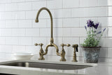 Kingston Brass KS7793ALBS English Country Bridge Kitchen Faucet with Brass Sprayer, Antique Brass