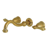 Kingston Brass KS3127AL Vintage 2-Handle Wall Mount Bathroom Faucet, Brushed Brass