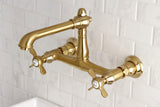 Kingston Brass KS7247BEX Essex Wall Mount Bathroom Faucet, Brushed Brass