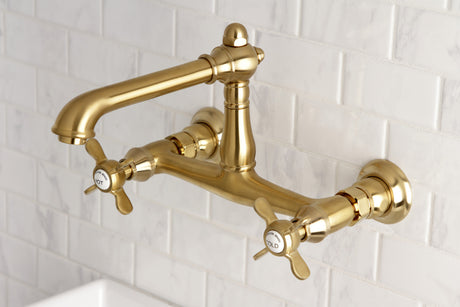 Kingston Brass KS7247BEX Essex Wall Mount Bathroom Faucet, Brushed Brass