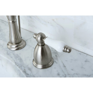 Kingston Brass KB1978PL Heritage Widespread Bathroom Faucet with Plastic Pop-Up, Brushed Nickel