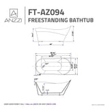 ANZZI FT-AZ094-R Series 5.58 ft. Freestanding Bathtub in White