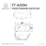 ANZZI FT-AZ094 Kahl Series 5.58 ft. Freestanding Bathtub in White