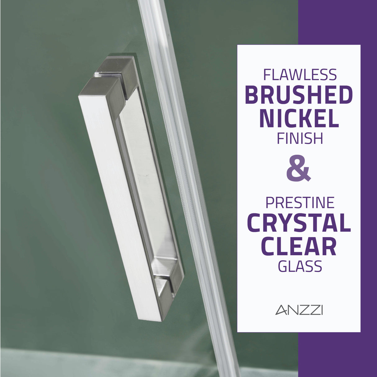 ANZZI SD-FRLS05702BNR Series 60 in. x 76 in. Frameless Sliding Shower Door with Handle in Brushed Nickel