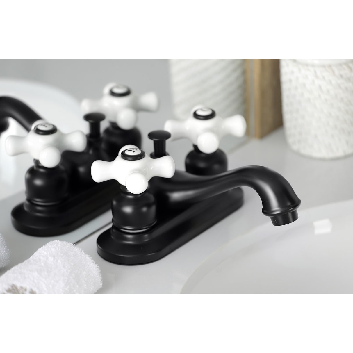 Kingston Brass KB600PX Restoration 4 in. Centerset Bathroom Faucet, Matte Black