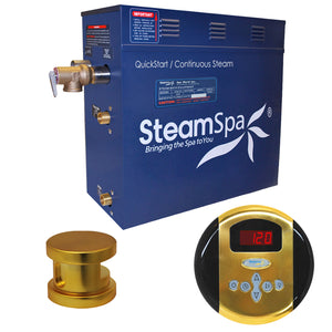 SteamSpa Oasis 9 KW QuickStart Acu-Steam Bath Generator Package in Polished Gold OA900GD