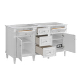 Lorelai 60" Double Vanity, Bright White, w/ 3 CM Siberian Silestone Top w/FreePower Wireless Charger