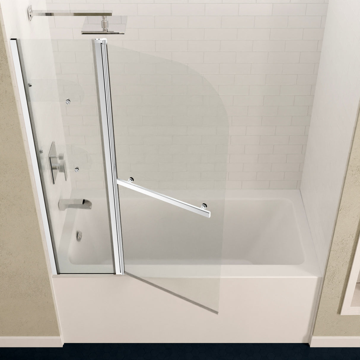 ANZZI SD-AZ054-01CH Galleon 48 in. x 58 in. Frameless Tub Door with TSUNAMI GUARD in Polished Chrome