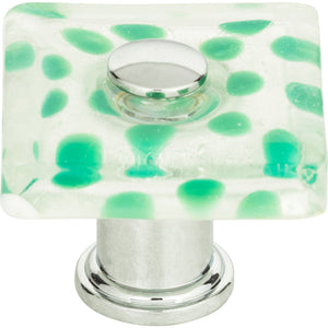 Atlas Homewares Emerald Polka Dot Glass Knob 1 1/2 Inch Polished Chrome