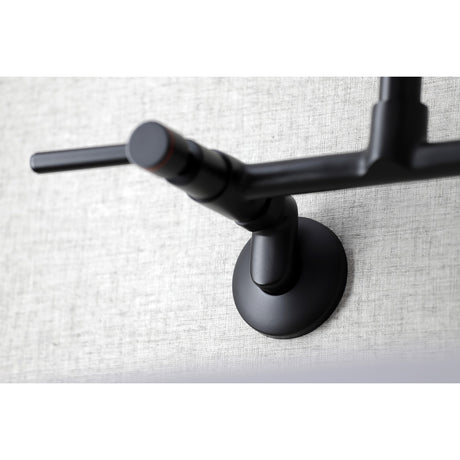 Kingston Brass KS823MB Concord Two-Handle Wall-Mount Kitchen Faucet, Matte Black