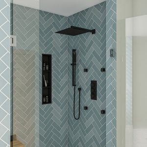 Black Matte 20" Square Wall Shower Arm