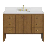 Hudson 48" Single Vanity, Honey Oak w/ 3 CM White Zeus Silestone Top