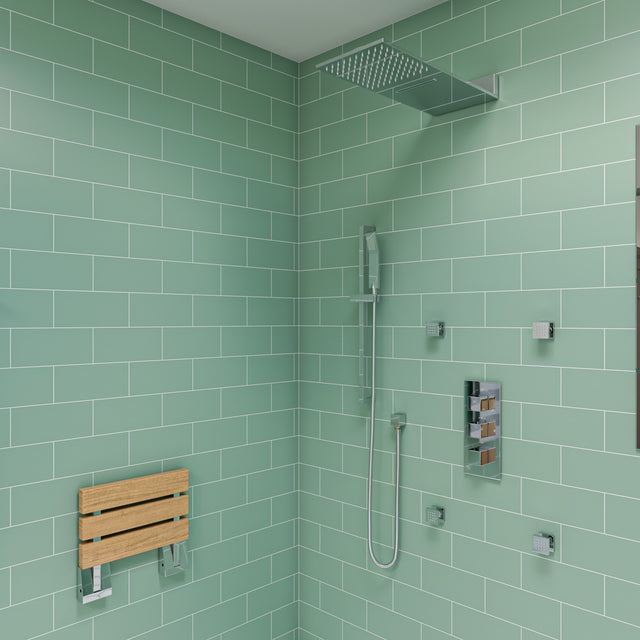 ALFI brand AB2801-PC Polished Chrome Concealed 3-Way Thermostatic Valve Shower Mixer Square Knobs