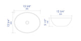 ALFI brand ABC913 White 16" Egg Shape Above Mount Ceramic Sink