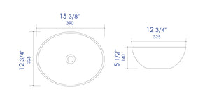 ALFI brand ABC913 White 16" Egg Shape Above Mount Ceramic Sink