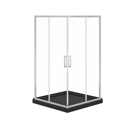 MAAX 107487-900-084-000 Scarlet 42 x 42 Acrylic Corner Drain Shower Kit in Black with Clear Glass in Chrome