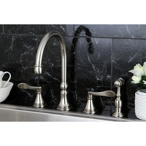 Kingston Brass KS2798DFLBS Widespread Kitchen Faucet, Brushed Nickel