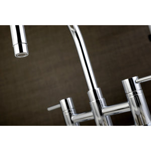 Kingston Brass KS8271DLBS Concord Bridge Kitchen Faucet with Brass Sprayer, Polished Chrome
