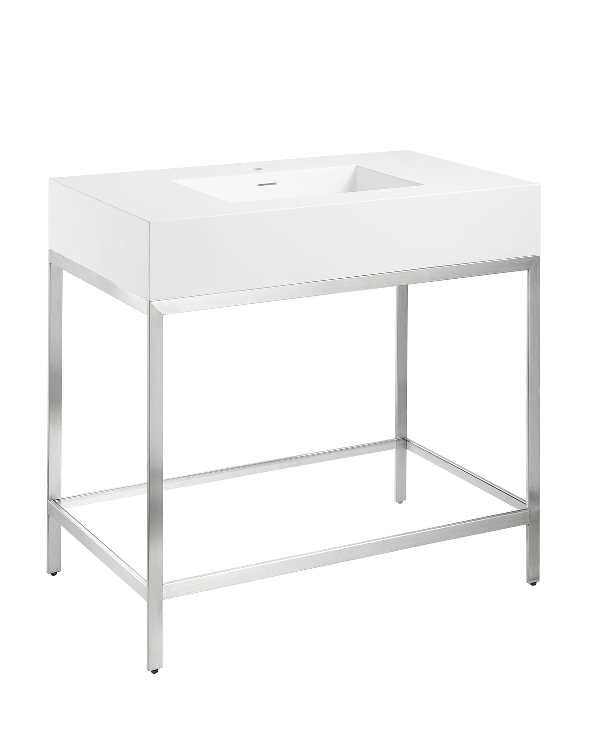 ANZZI CS-FGC001-BN Ventura 36 in. Console Sink in Brushed Nickel with Matte White Counter Top