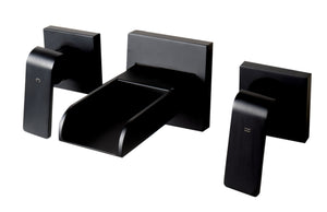 Black Matte Widespread Wall Mounted Modern Waterfall Bathroom Faucet