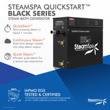 Black Series Wifi and Bluetooth 18kW QuickStart Steam Bath Generator Package in Gold BKT1800GD-A