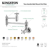 Kingston Brass KS3103AX Restoration Wall Mount Pot Filler Kitchen Faucet, Antique Brass