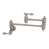 Kingston Brass KS3108TAL Tudor Wall Mount Pot Filler Kitchen Faucet, Brushed Nickel