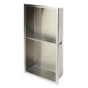 ALFI brand 12 x 24 Brushed Stainless Steel Vertical Double Shelf Bath Shower Niche