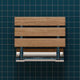 ALFI brand ABS14-PC Polished Chrome 14" Folding Teak Wood Shower Seat Bench