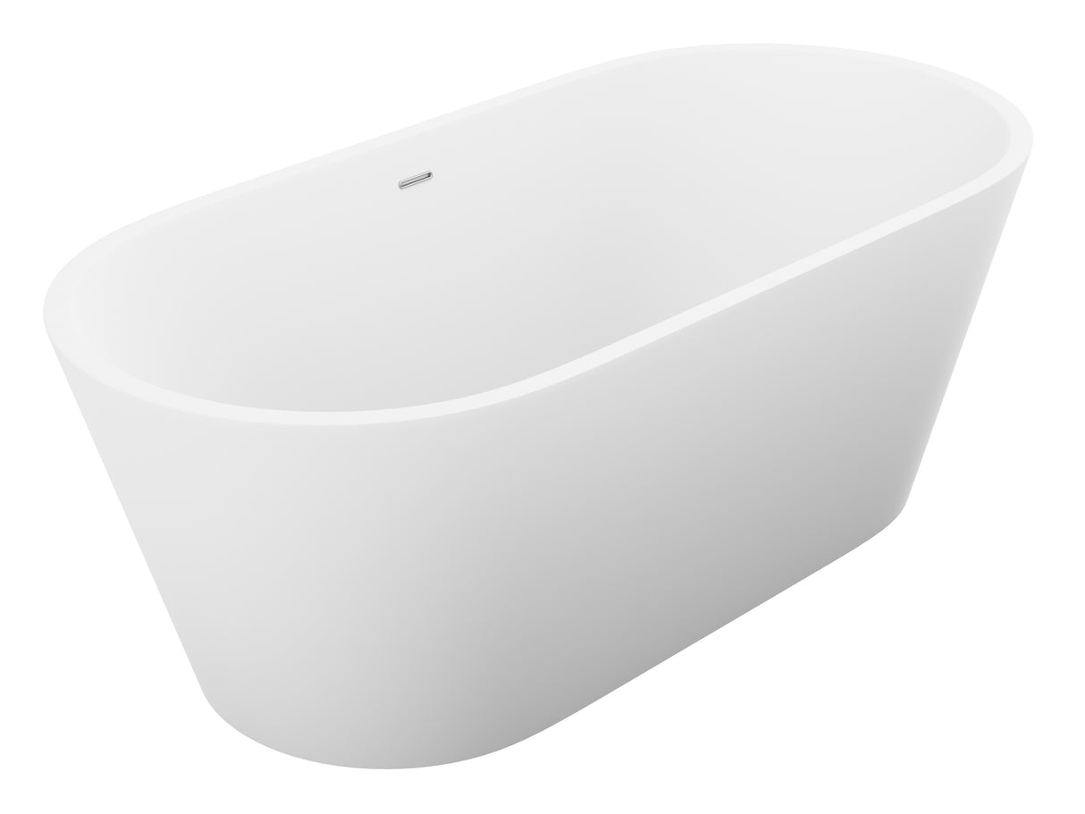 ANZZI FT-AZ503 Rossetto 5.6 ft. Solid Surface Center Drain Freestanding Bathtub in Matte White