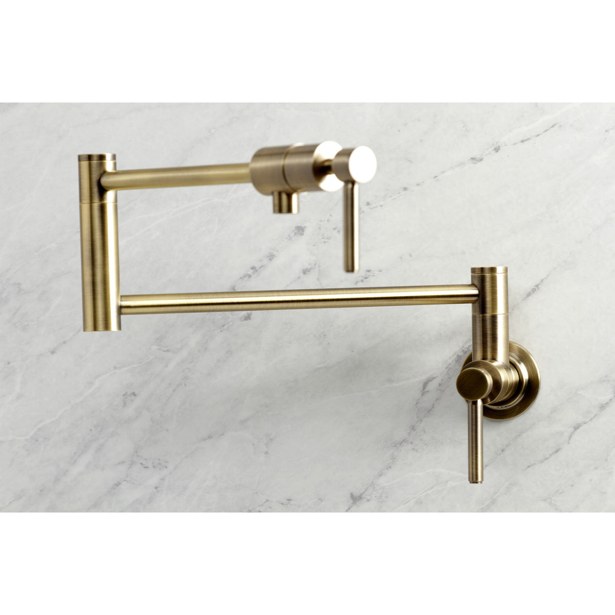 Kingston Brass KS4103DL Concord Wall Mount Pot Filler, Antique Brass