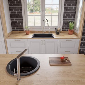 Black Matte 27" x 18" Fireclay Undermount / Drop In Firelcay Kitchen Sink