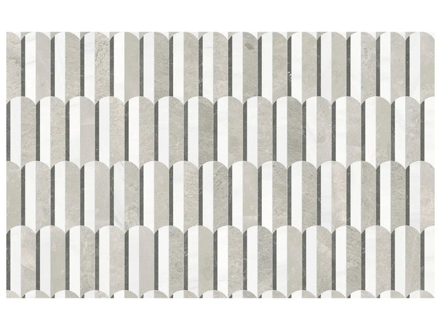 Anatolia Tile Utopio Hydros Mist Honed W/ Polished Accents Natural Stone Waterjet Mosaic 5001-0403-0 Hydros Mist - premium natural stone mosaic tile from Anatolia Tile, available at PoshHaus showroom in Keene, NH