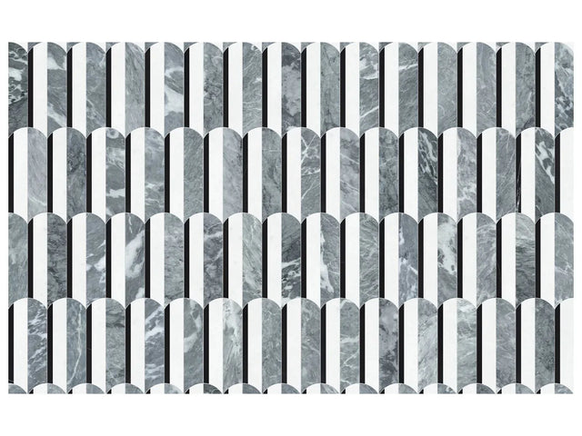 Anatolia Tile Utopio Hydros Monochromo Honed W/ Polished Accents Natural Stone Waterjet Mosaic 5001-0401-0 Hydros Monochromo - premium natural stone mosaic tile from Anatolia Tile, available at PoshHaus showroom in Keene, NH