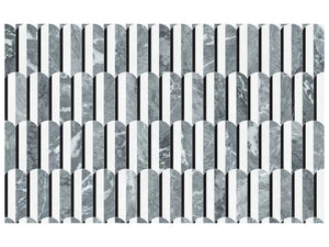 Utopio Hydros Monochromo Honed W/ Polished Accents Natural Stone Waterjet Mosaic