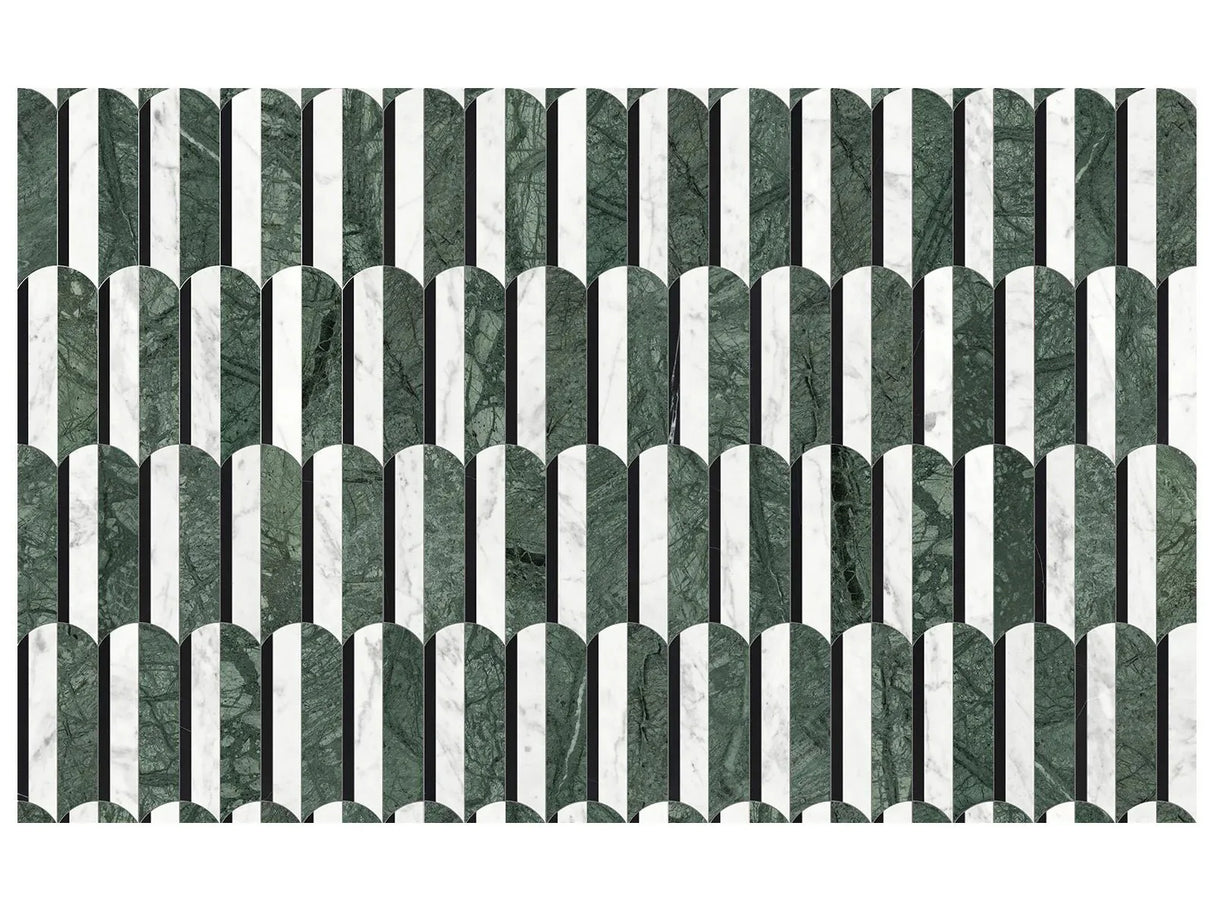 Anatolia Tile Utopio Hydros Pine Polished Natural Stone Waterjet Mosaic 5001-0405-0 Hydros Pine - premium natural stone mosaic tile from Anatolia Tile, available at PoshHaus showroom in Keene, NH