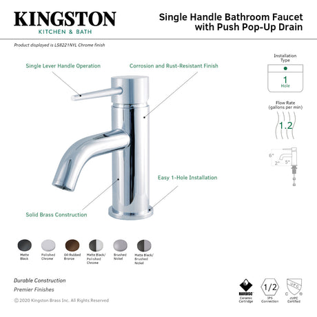 Fauceture LS8225NYL New York Single-Handle Bathroom Faucet with Push Pop-Up, Oil Rubbed Bronze