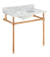 ANZZI CS-FGC004-RG Verona 34.5 in. Console Sink in Rose Gold with Carrara White Counter Top