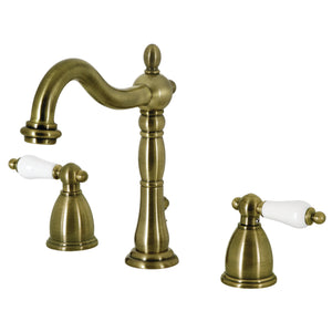 Kingston Brass KB1973PL Heritage Widespread Bathroom Faucet with Brass Pop-Up, Antique Brass