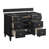 Lorelai 48" Single Vanity, Black Onyx w/ 3 CM Carrara White Marble Top