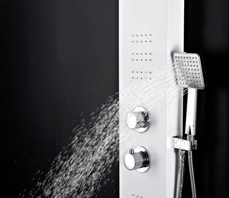 ANZZI SP-AZ055 Arena Series 60 in. Full Body Shower Panel System with Heavy Rain Shower and Spray Wand in White