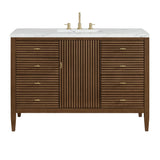 Myrrin 48" Single Vanity, Mid Century Walnut w/ 3 CM Ethereal Noctis Silestone Top