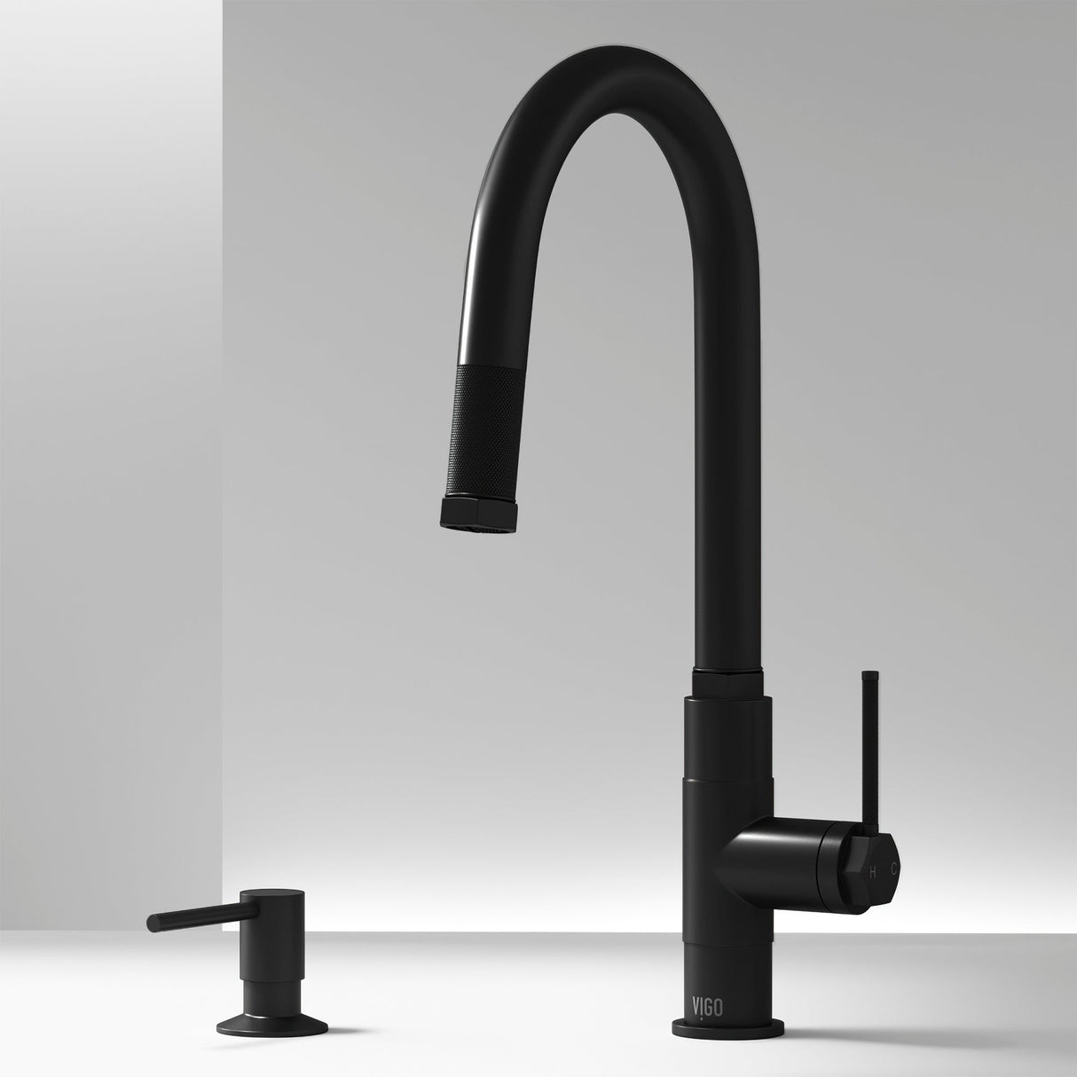 VIGO Hart Arched Kitchen Faucet with Soap Dispenser in Matte Black VG02035MBK2